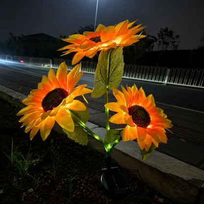 2-Pack Solar LED Sunflower Garden Lights with Realistic Floral Design, Soft Night Glow, IP65 Waterproof, Energy-Efficient All-Weather Outdoor Lamps for Yards and Patios
