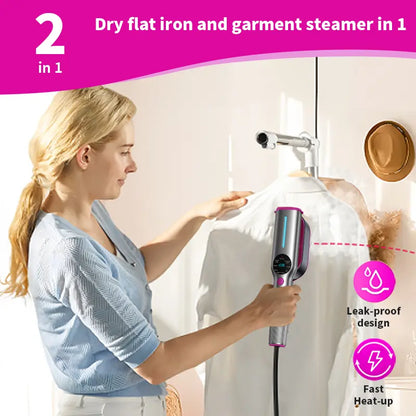 Dr. Flash Portable Garment Steamer with LED Display, 7 Heat Settings, Fast 5-Second Heating, 90° Swivel Handle - Ideal for Travel and Gifting