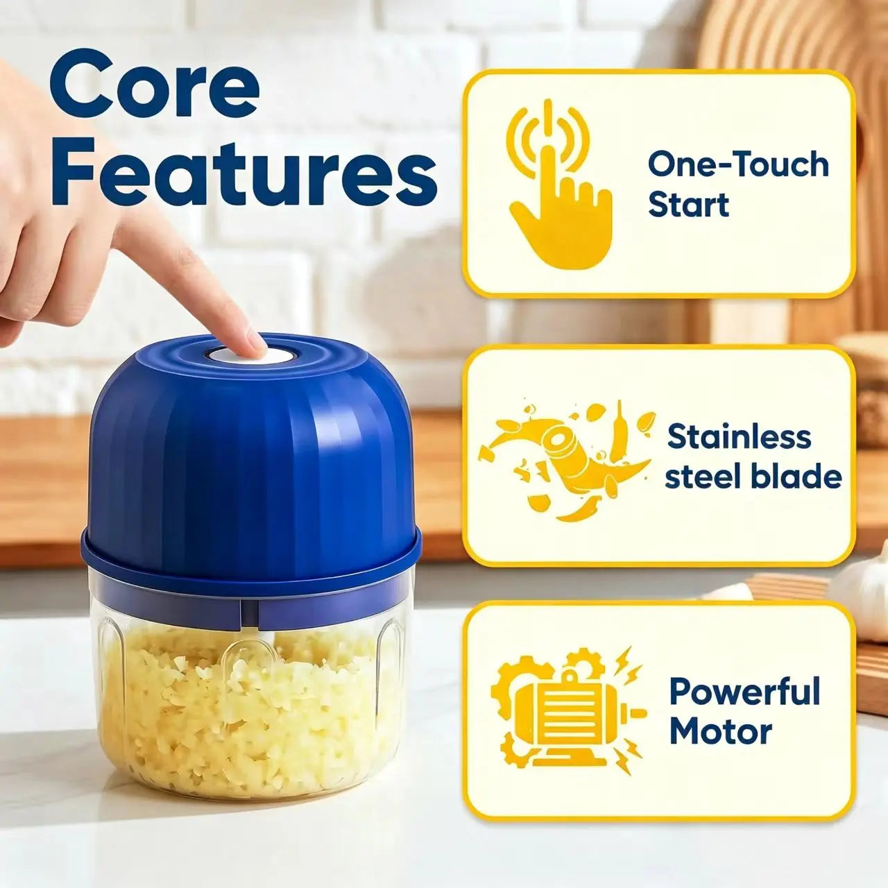 Portable Electric Garlic & Vegetable Chopper – USB Rechargeable Mini Food Processor