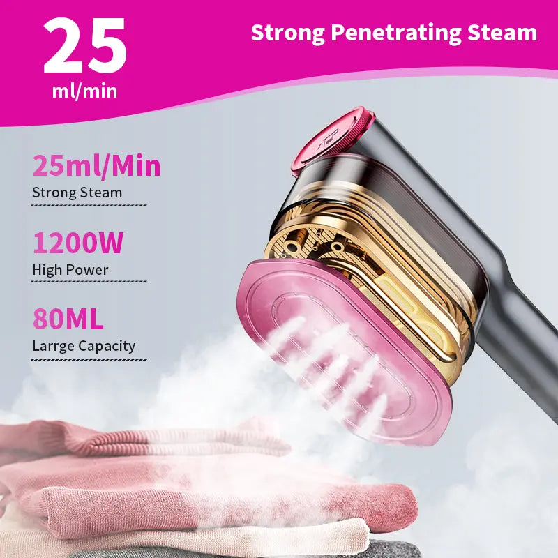 Dr. Flash Portable Garment Steamer with LED Display, 7 Heat Settings, Fast 5-Second Heating, 90° Swivel Handle - Ideal for Travel and Gifting
