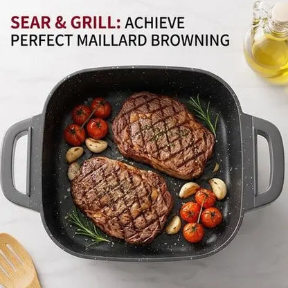 Multifunctional Square Electric Griddle with Nonstick Coating and 5-Level Adjustable Temperature Control for Stir-Frying, Deep-Frying, and Simmering - Easy-to-Clean Kitchen Appliance