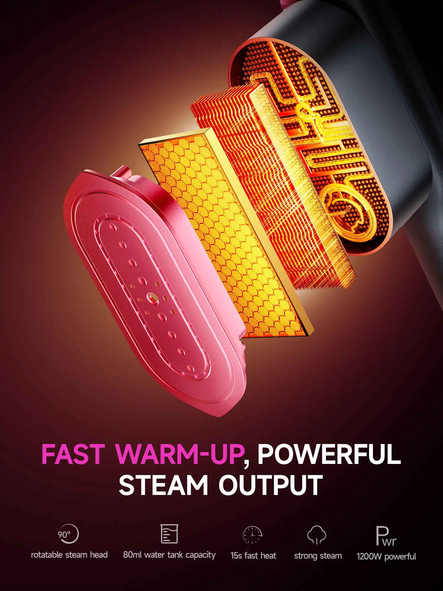 Dr. Flash Portable Garment Steamer with LED Display, 7 Heat Settings, Fast 5-Second Heating, 90° Swivel Handle - Ideal for Travel and Gifting