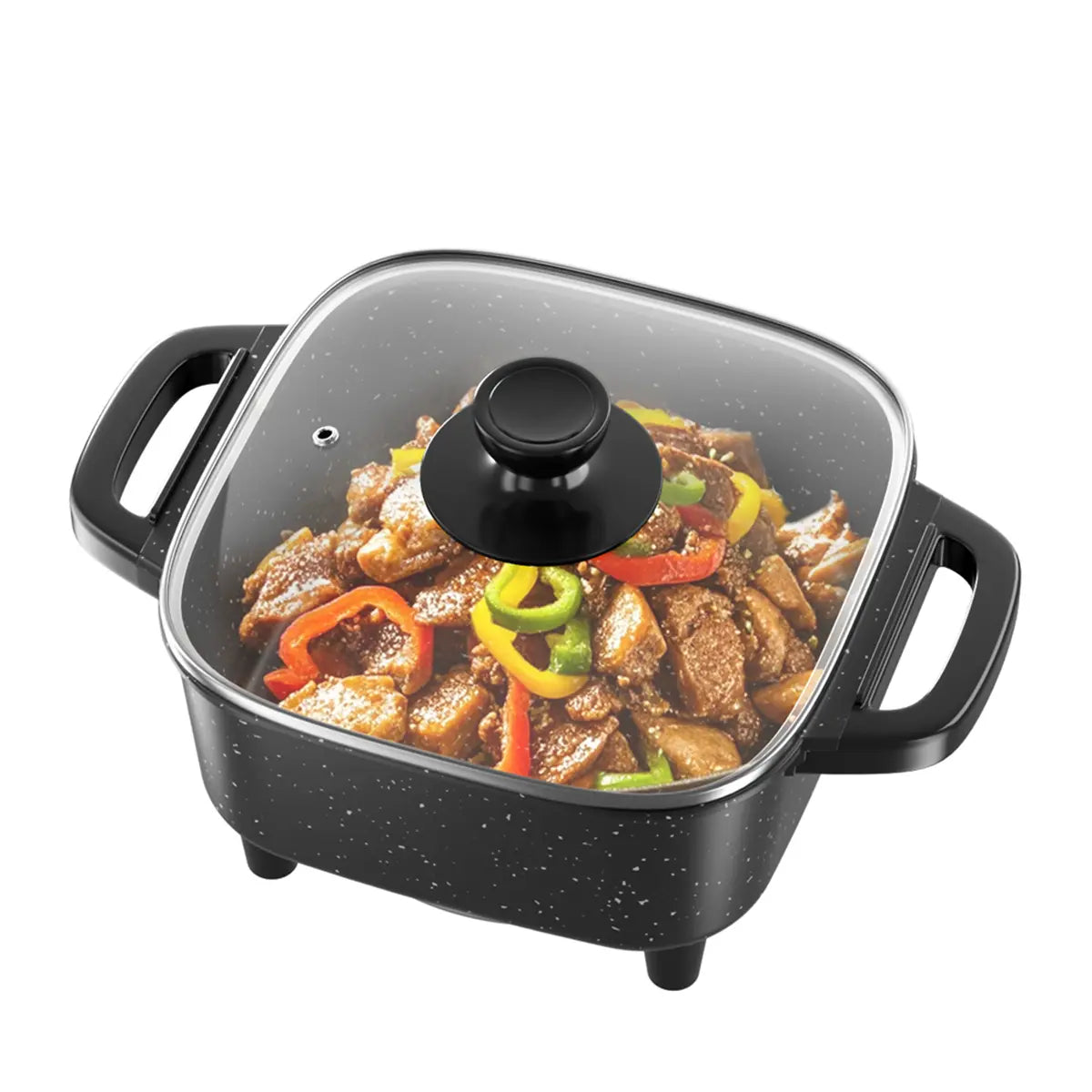 Multifunctional Square Electric Griddle with Nonstick Coating and 5-Level Adjustable Temperature Control for Stir-Frying, Deep-Frying, and Simmering - Easy-to-Clean Kitchen Appliance