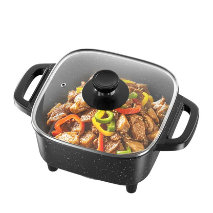 Multifunctional Square Electric Griddle with Nonstick Coating and 5-Level Adjustable Temperature Control for Stir-Frying, Deep-Frying, and Simmering - Easy-to-Clean Kitchen Appliance