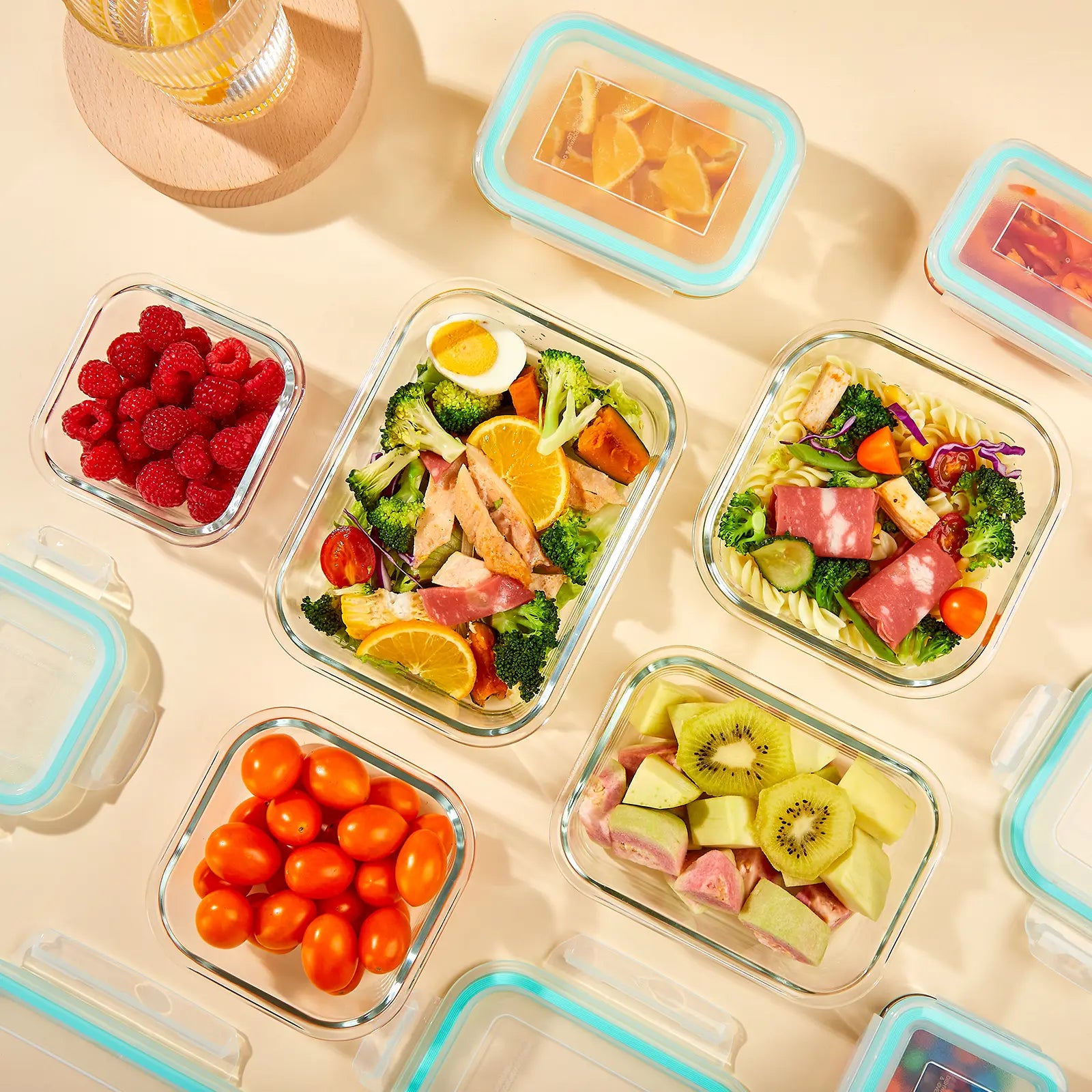 8-Pack BPA-Free Glass Food Storage Containers with Airtight Lids for Meal Prep, Suitable for Microwave, Oven, Freezer, and Dishwasher Use