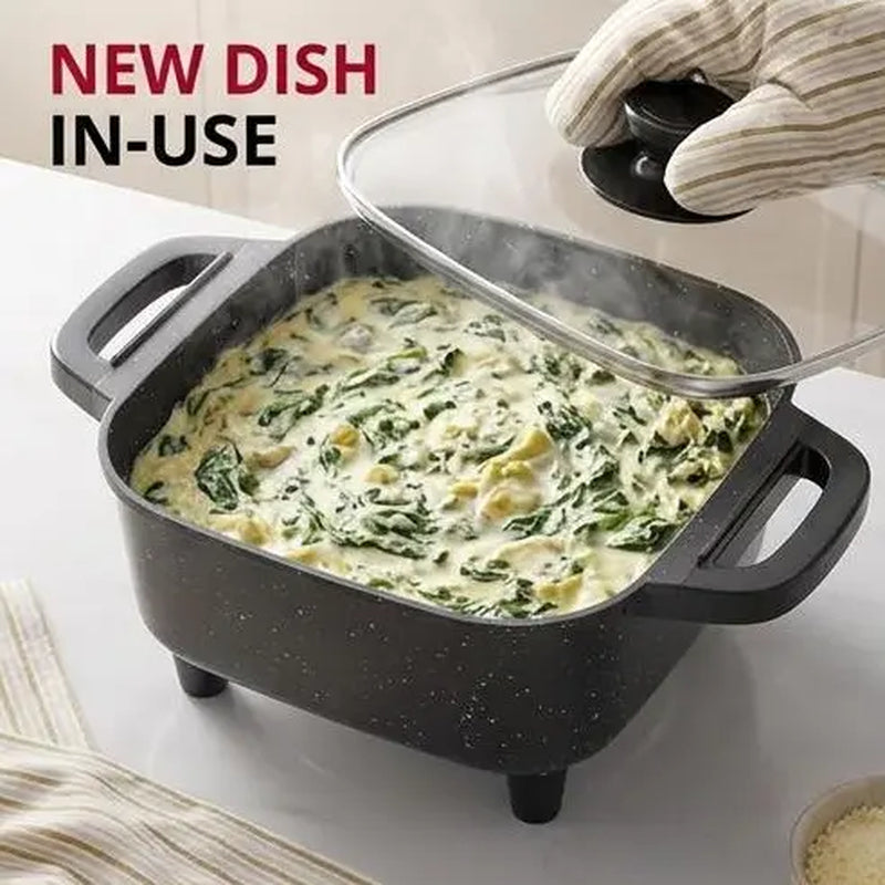 Multifunctional Square Electric Griddle with Nonstick Coating and 5-Level Adjustable Temperature Control for Stir-Frying, Deep-Frying, and Simmering - Easy-to-Clean Kitchen Appliance