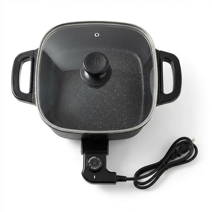 Multifunctional Square Electric Griddle with Nonstick Coating and 5-Level Adjustable Temperature Control for Stir-Frying, Deep-Frying, and Simmering - Easy-to-Clean Kitchen Appliance