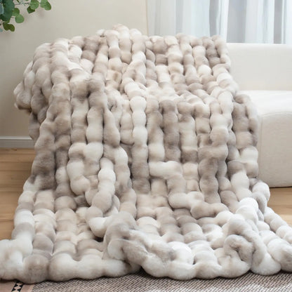 Macinso Luxury Oversized Plush Rabbit Faux Fur Throw Blanket - Super Comfort, Warm and Fluffy for Couch, Chair, Bed, and Living Room - Brown