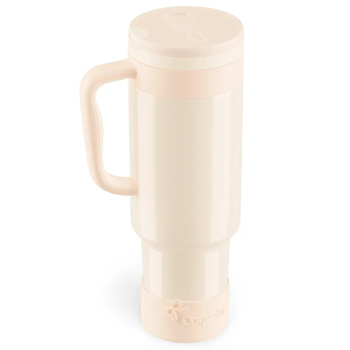 Coquella 40 oz Stainless Steel Insulated Tumbler with Handle and Push-Button Straw Lid, BPA-Free Travel Cup for Gym and Office, Leakproof Design with Silicone Boot, Pink (Rose Quartz)