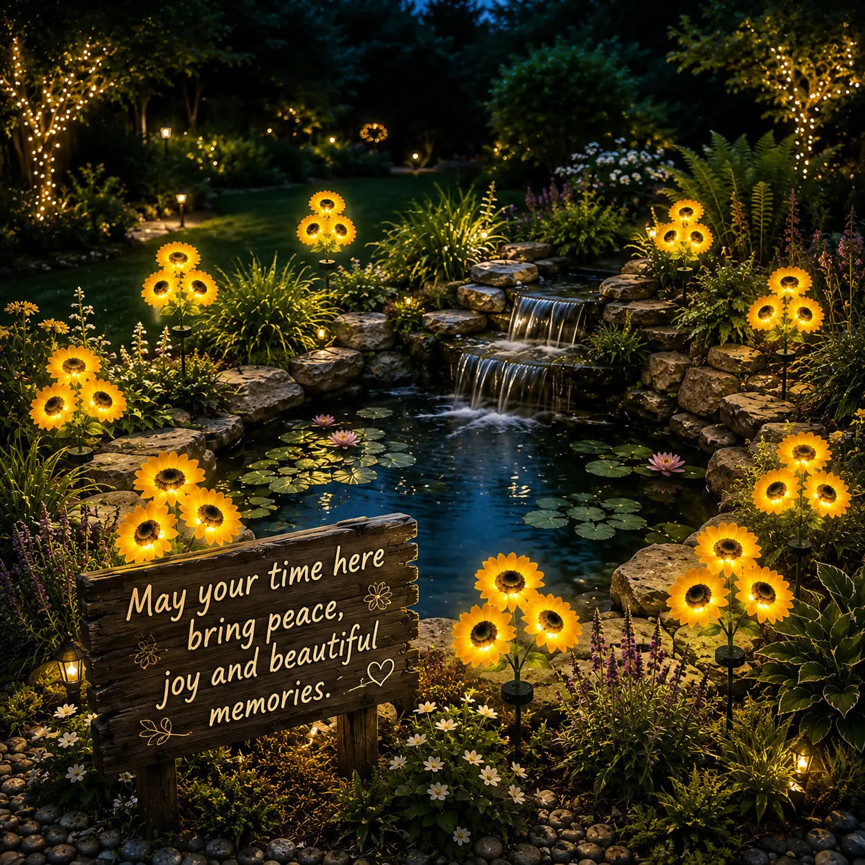 2-Pack Solar LED Sunflower Garden Lights with Realistic Floral Design, Soft Night Glow, IP65 Waterproof, Energy-Efficient All-Weather Outdoor Lamps for Yards and Patios