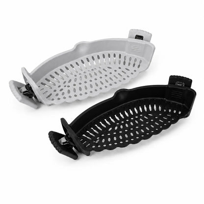 Silicone Clip-On Colander and Strainer for Pots, Pans, and Bowls - Ideal Kitchen Tool for Draining Pasta and Vegetables