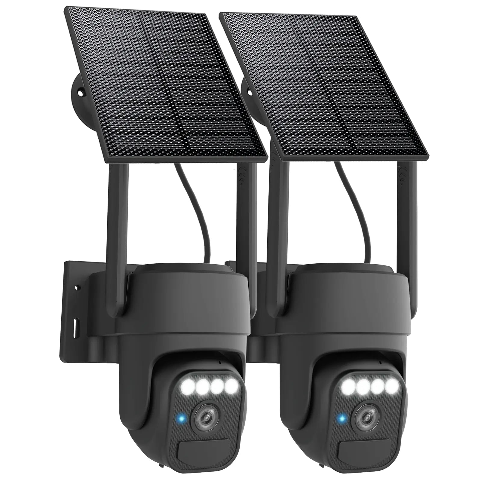 Outdoor Wireless Wi-Fi Solar Camera Set (2 Packs) with Night Vision, IP65 Weatherproof Rating, Motion Detection, Pan & Tilt Control, and Two-Way Audio