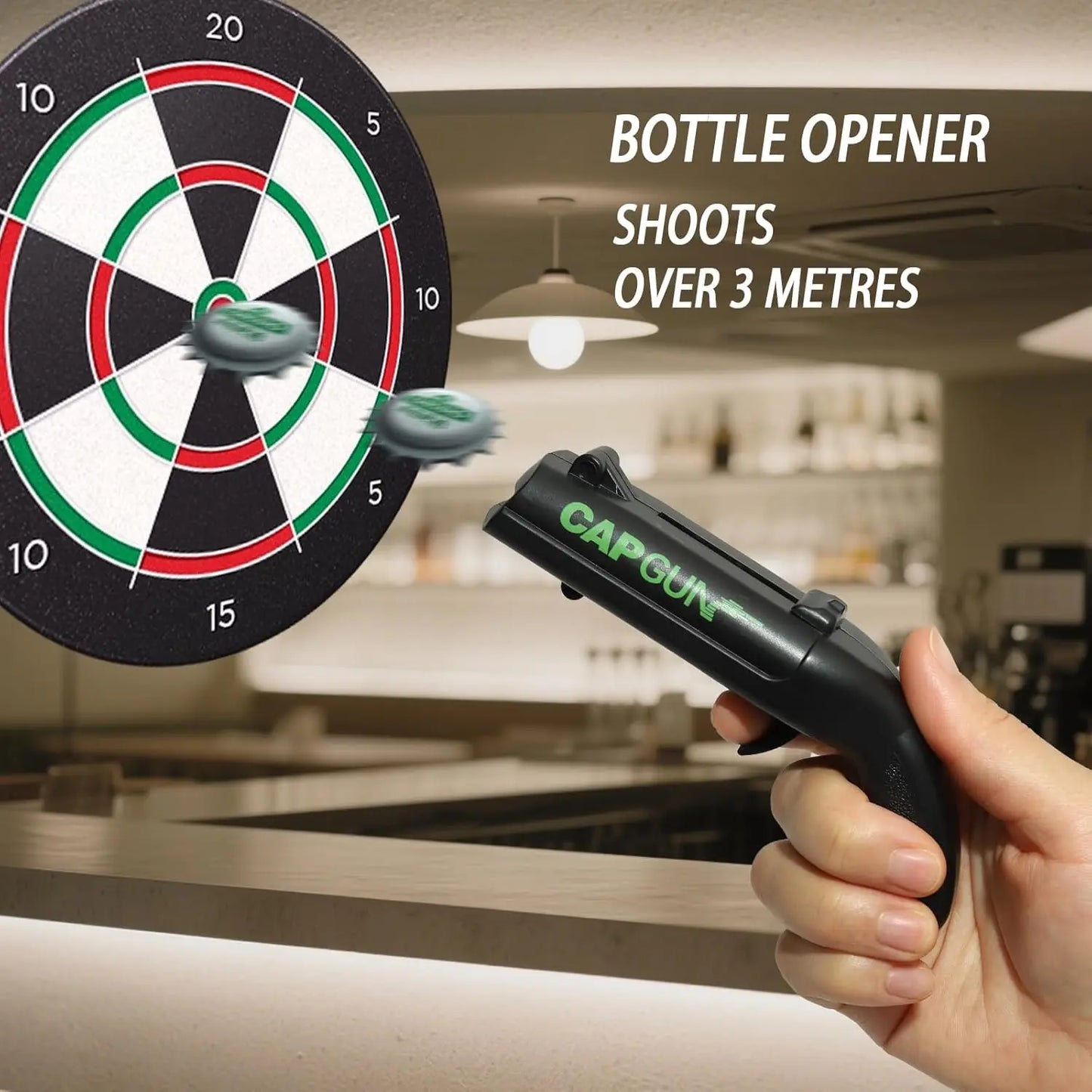 Lightweight ABS Plastic Kitchen Bar Utensil - Novelty Beer Bottle Opener Cap Gun, Ergonomic Design, Extended Shooting Range, Ideal Gift for Beer Enthusiasts, Camping & BBQ Events