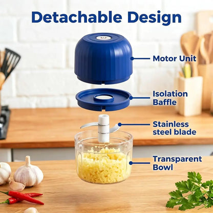 Portable Electric Garlic & Vegetable Chopper – USB Rechargeable Mini Food Processor