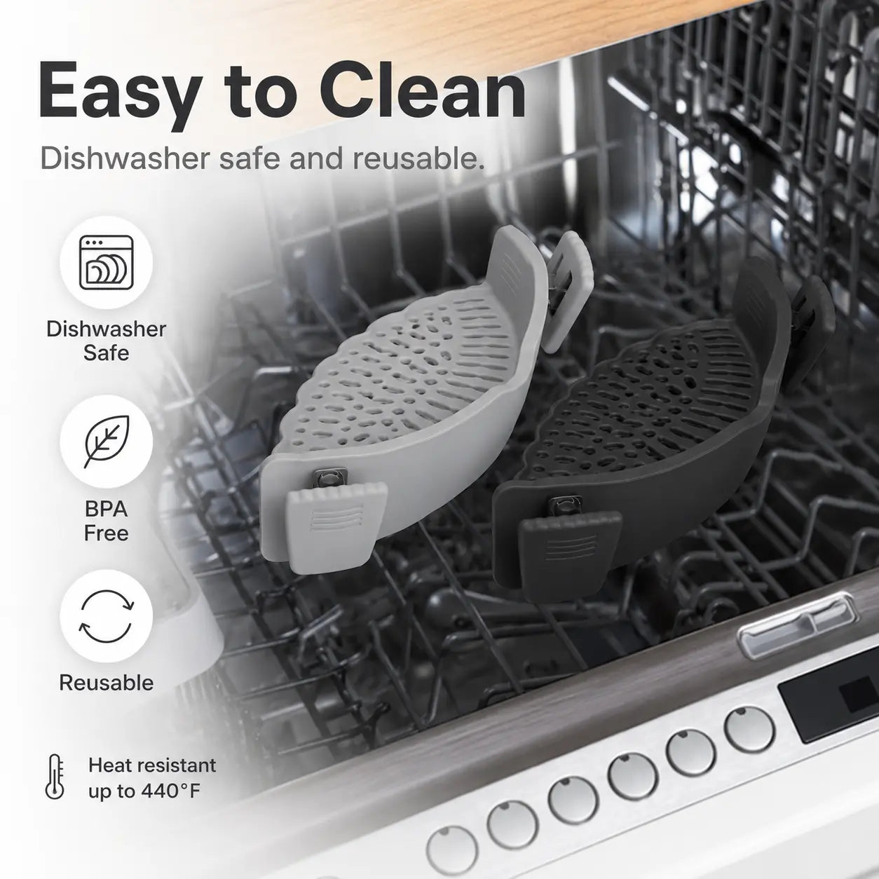 Silicone Clip-On Colander and Strainer for Pots, Pans, and Bowls - Ideal Kitchen Tool for Draining Pasta and Vegetables