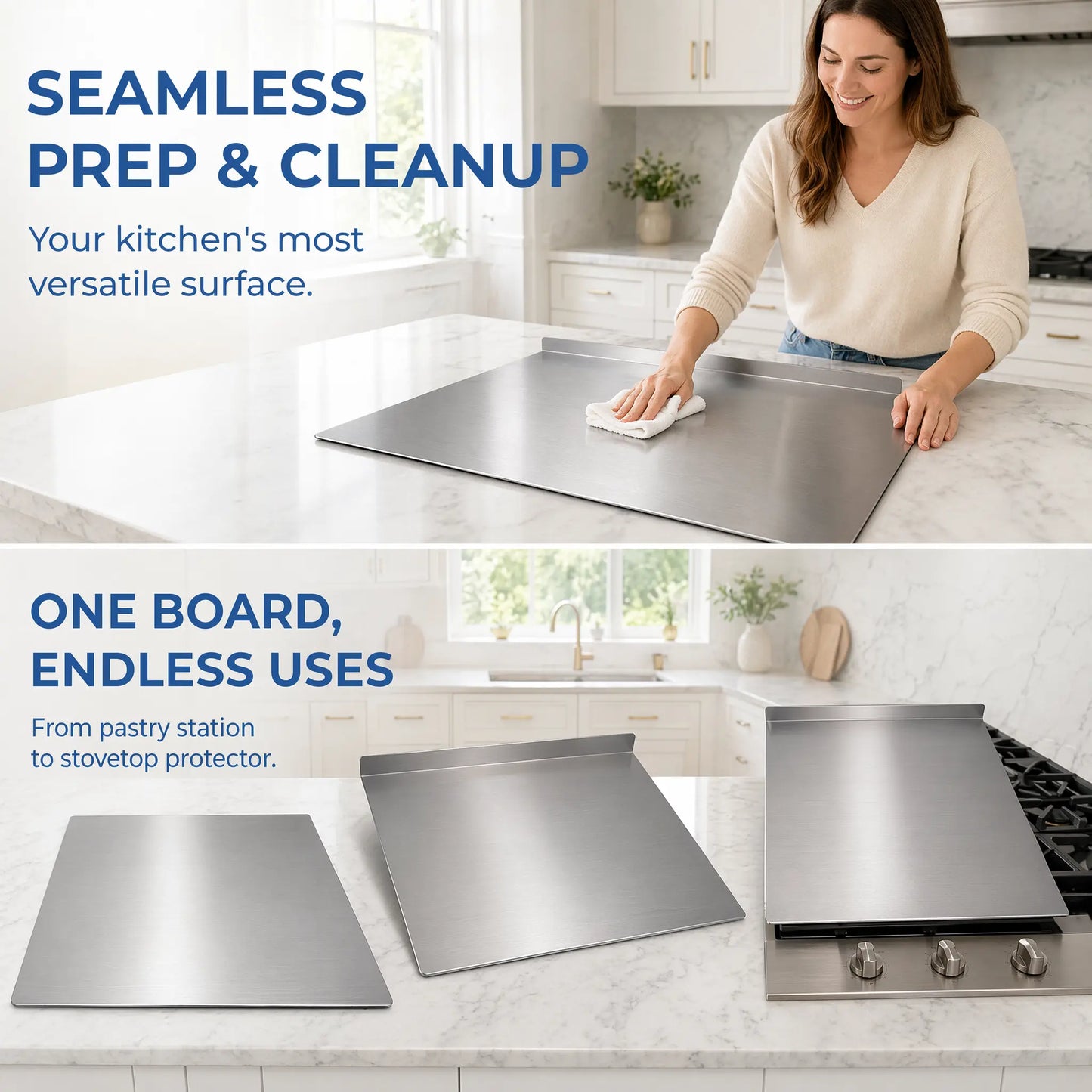 Food Grade Titanium Metal Cutting Board - Durable Large Kitchen Chopping Block for Meat, Fruits, Vegetables, and Baking - Easy to Clean for Everyday Cooking