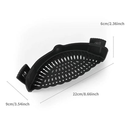 Silicone Clip-On Colander and Strainer for Pots, Pans, and Bowls - Ideal Kitchen Tool for Draining Pasta and Vegetables