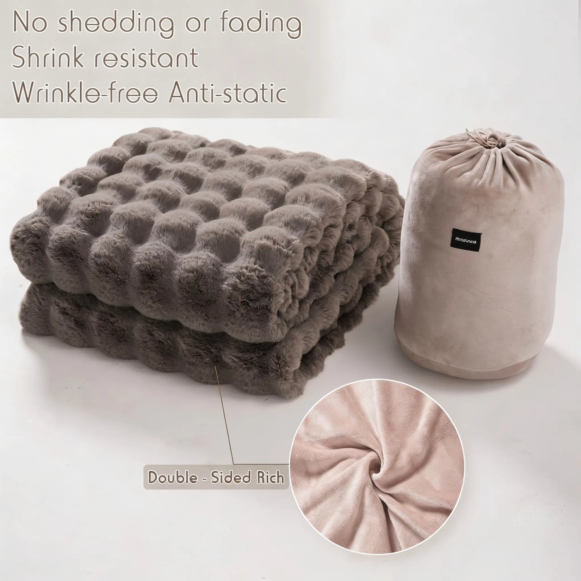 Macinso Luxury Oversized Plush Rabbit Faux Fur Throw Blanket - Super Comfort, Warm and Fluffy for Couch, Chair, Bed, and Living Room - Brown