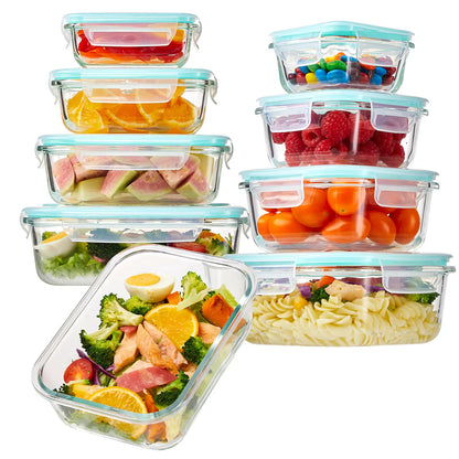 8-Pack BPA-Free Glass Food Storage Containers with Airtight Lids for Meal Prep, Suitable for Microwave, Oven, Freezer, and Dishwasher Use