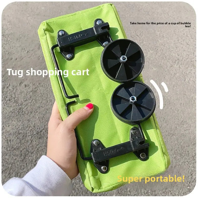 Foldable Rolling Shopping Cart with Wheels, Reusable Grocery Tote, Lightweight Oxford Cloth Bag with Handles for Groceries, Laundry, Travel, and Errands