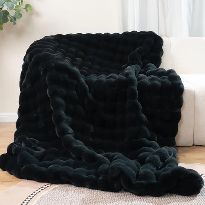 Macinso Luxury Oversized Plush Rabbit Faux Fur Throw Blanket - Super Comfort, Warm and Fluffy for Couch, Chair, Bed, and Living Room - Brown
