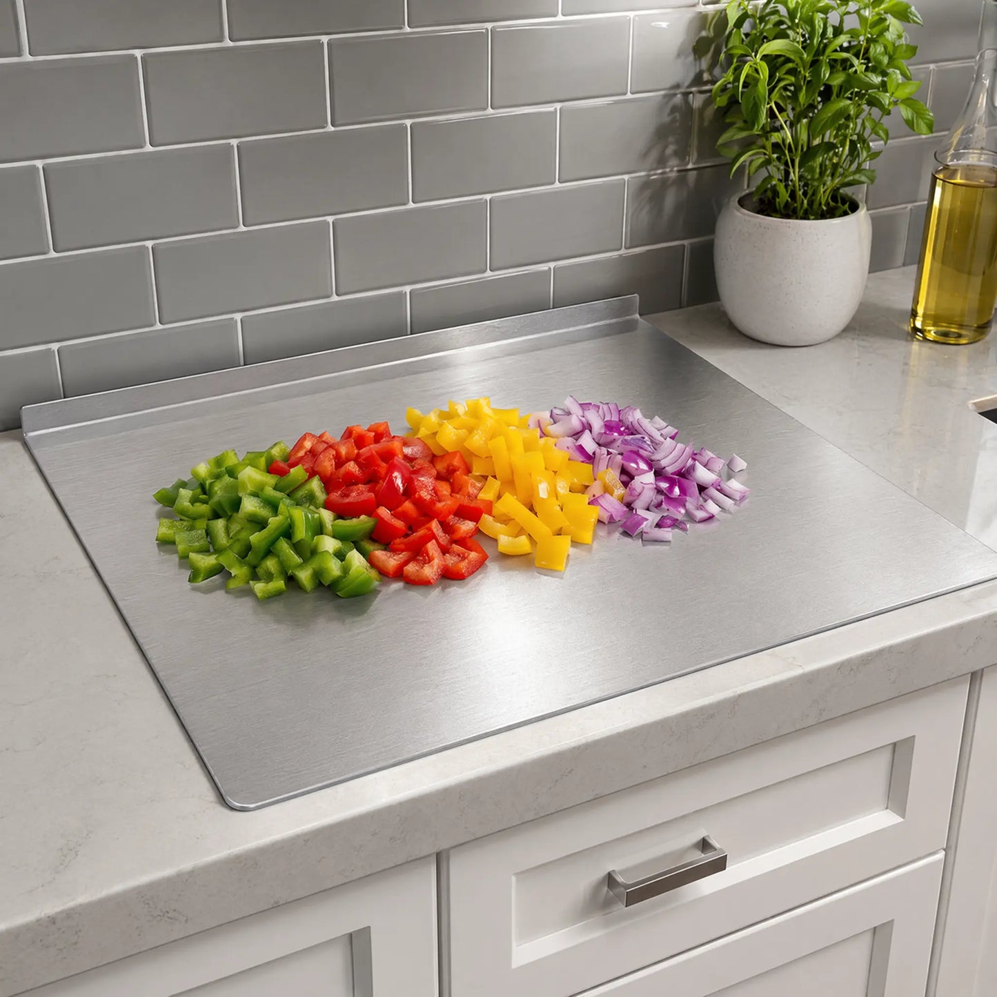 Food Grade Titanium Metal Cutting Board - Durable Large Kitchen Chopping Block for Meat, Fruits, Vegetables, and Baking - Easy to Clean for Everyday Cooking