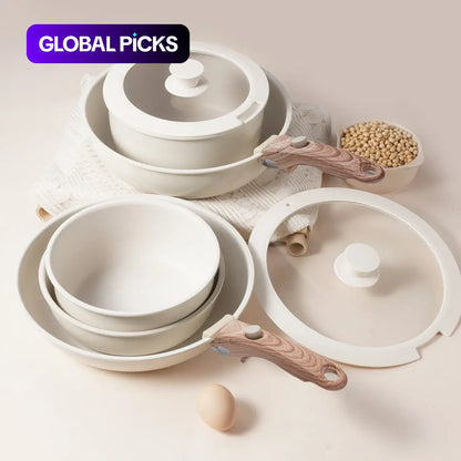 Portable Detachable Handle Aluminum Alloy Cookware Set with Lid and Frying Pan, Complete Kitchen Cooking Pots and Pans Collection