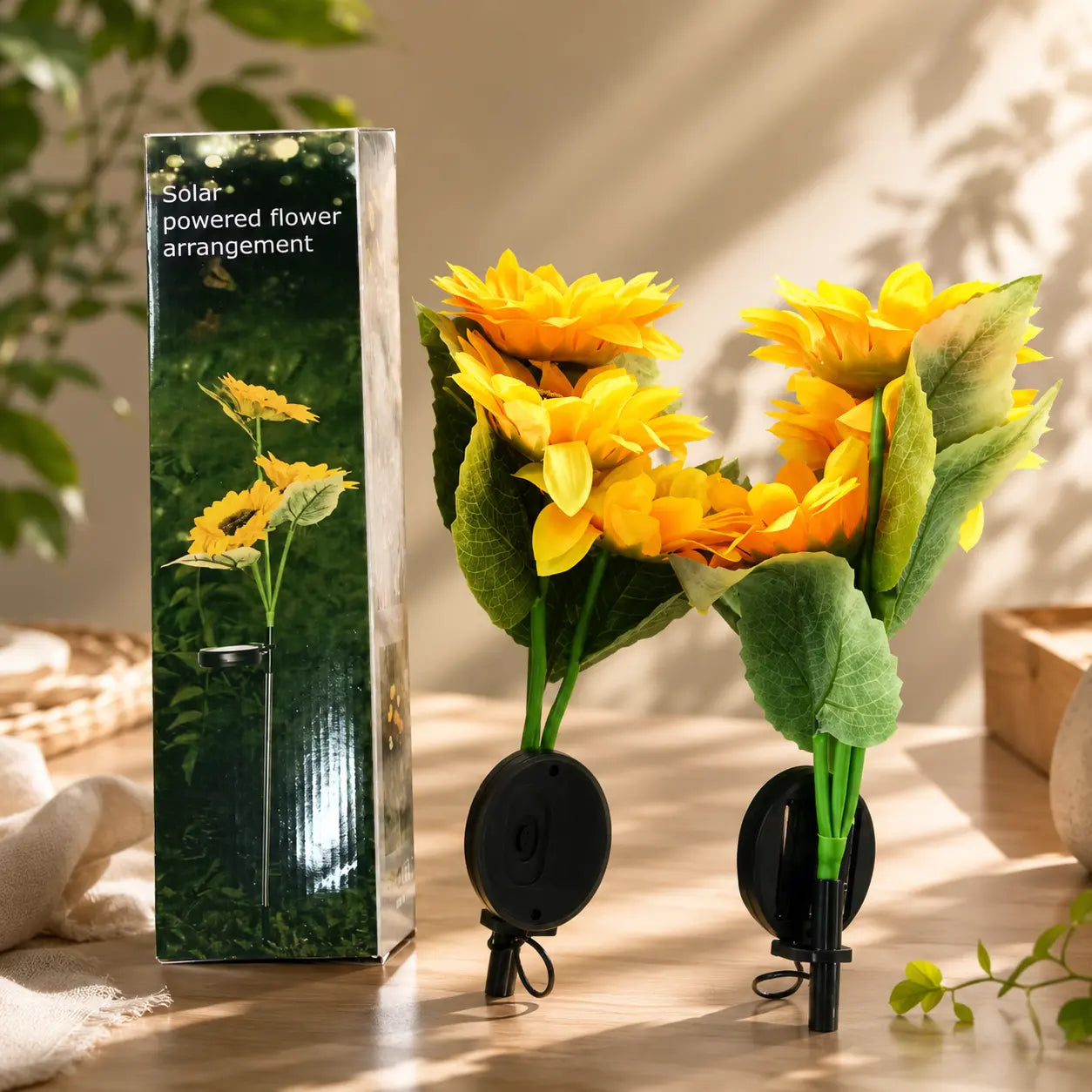 2-Pack Solar LED Sunflower Garden Lights with Realistic Floral Design, Soft Night Glow, IP65 Waterproof, Energy-Efficient All-Weather Outdoor Lamps for Yards and Patios