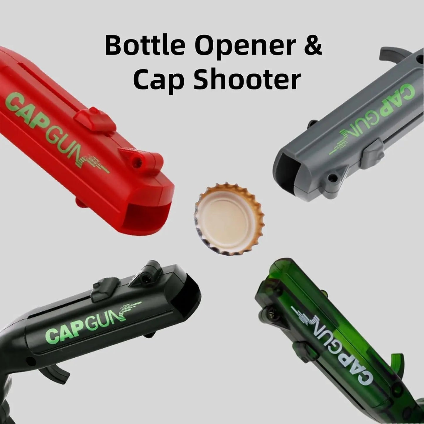 Lightweight ABS Plastic Kitchen Bar Utensil - Novelty Beer Bottle Opener Cap Gun, Ergonomic Design, Extended Shooting Range, Ideal Gift for Beer Enthusiasts, Camping & BBQ Events